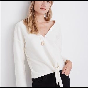 Madewell Texture & Thread Long-sleeve tie top